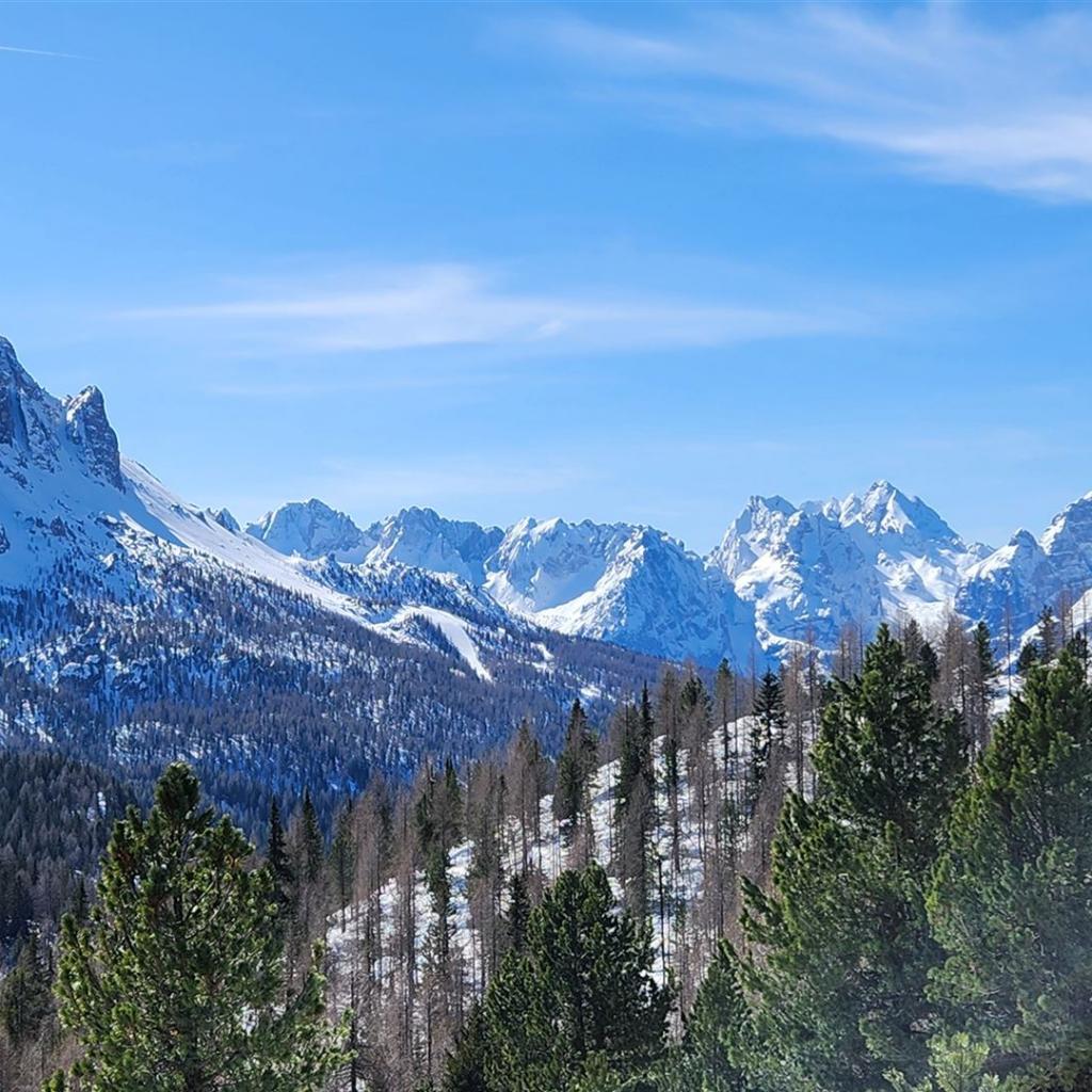 Blick zum Antelao (Mitte rechts) im Süden