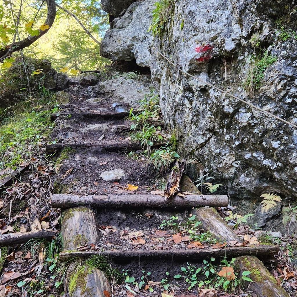 Einzige drahtversicherte Stelle vor dem Gießenbach
