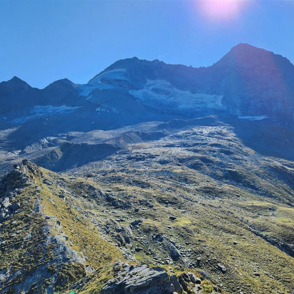 Blick über das Steinerne Lamm auf Olperer und Fußstein