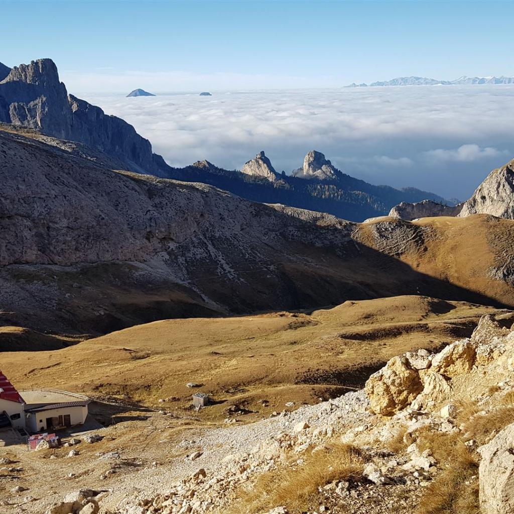 Blick zurück zur Tierser Alpl Hütte