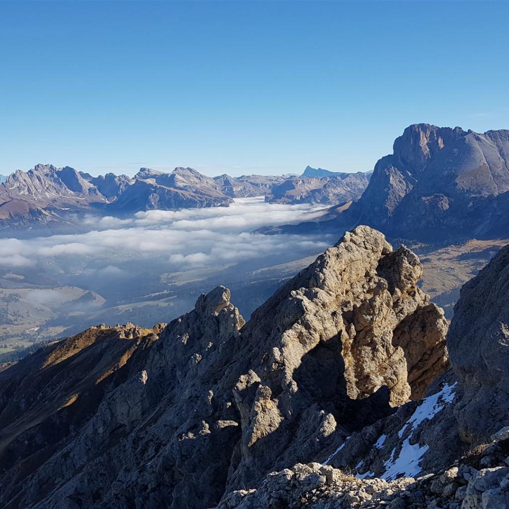 Blick zur Langkofel-Gruppe