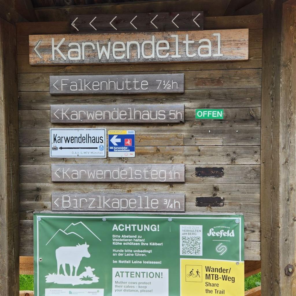 Ab hier 5 Stunden für Wanderer