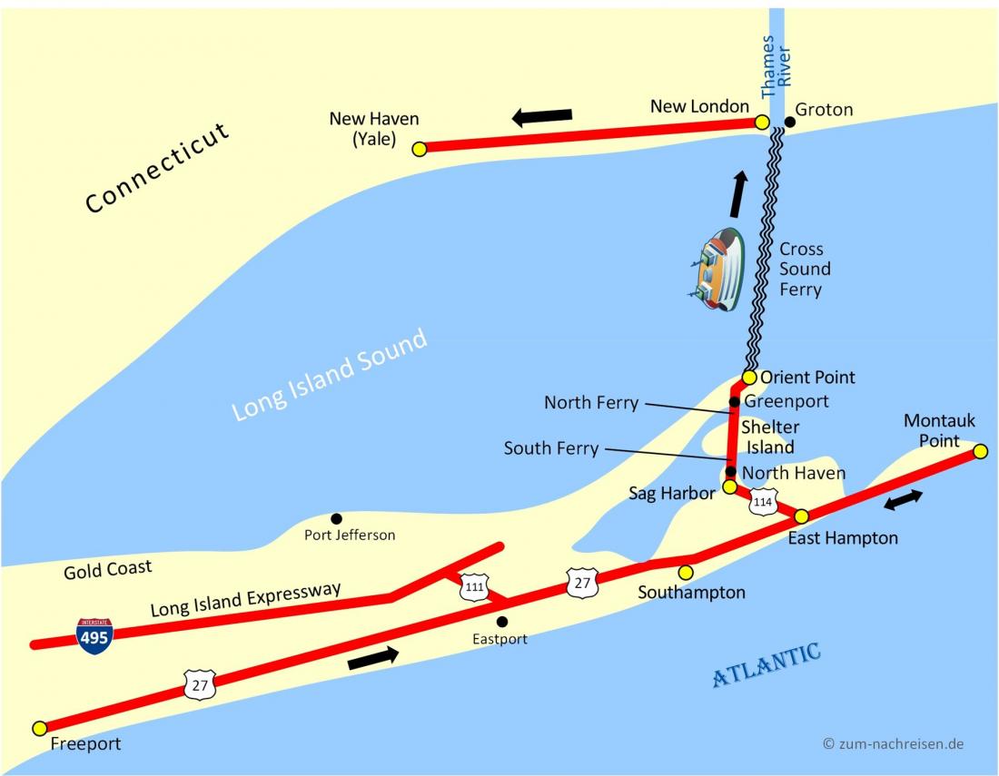 Über Long Island nach Yale